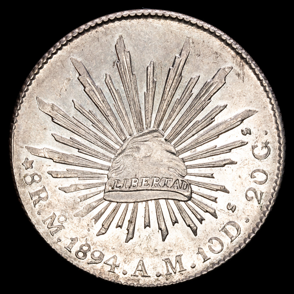 Republica Mexicana. 8 Reales. (27,1g.). México. 1894. Ensayador A.M. KM-377.10. UNC-.