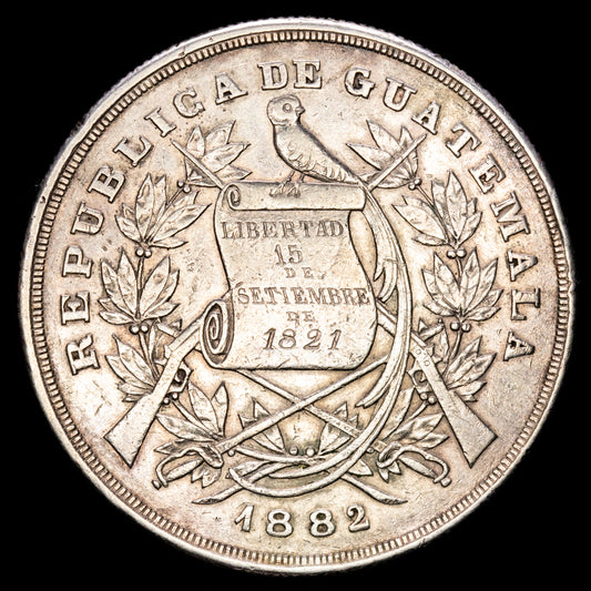 Guatemala – República. 1 Peso. (24,91g.). 1882. KM-208. VF+.