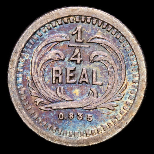 República de Guatemala – 1/4 Real (0,74 g.). 1881. KM-151. VF.