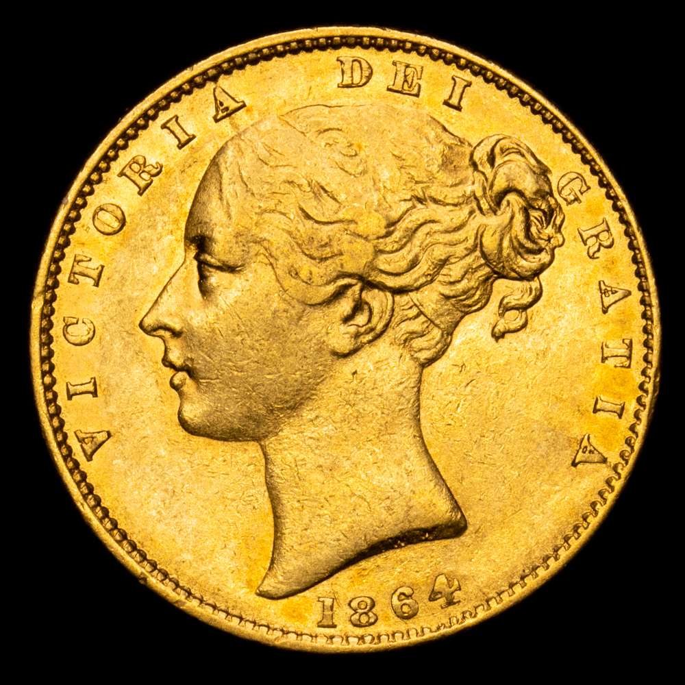 Soberano de oro, VICTORIA ,1864, número de troquel 29, 7,99. S-3853 XF