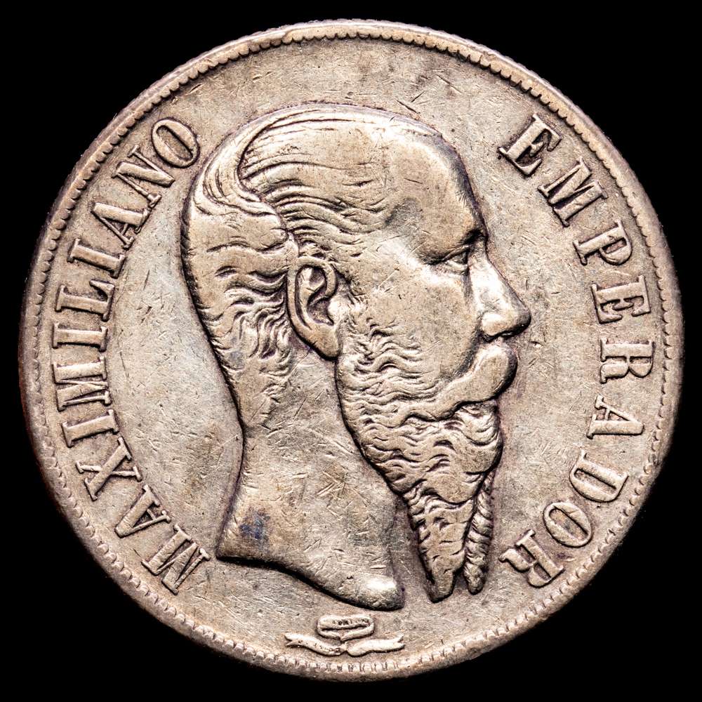 México – Maximiliano I. Un Peso. (26,71 g.). México. 1866. KM-388.1. MBC+.