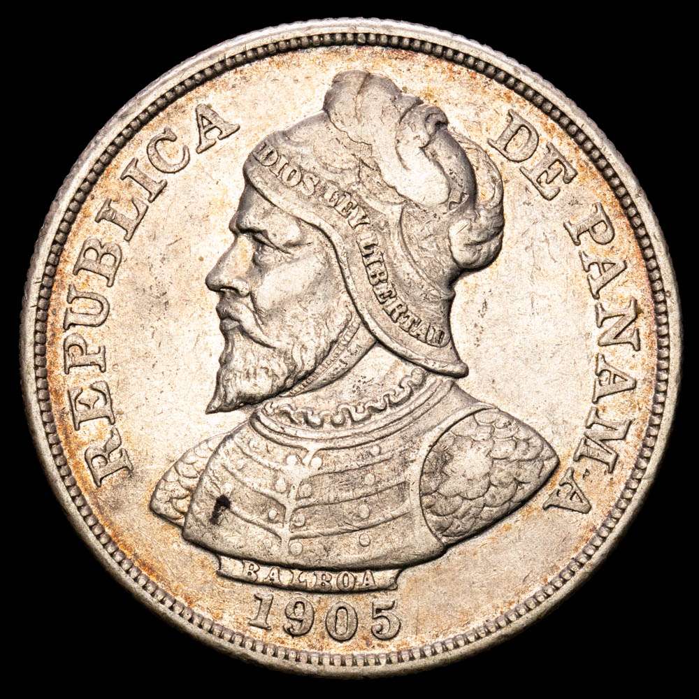República de Panamá. 50 Centésimos. (25,04 g.). Panamá. 1905. KM-5. MBC+/EBC. Escasa. Pátina.