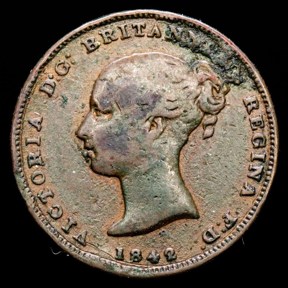 Gibraltar. 1/2 Quartos. (2,55g.). 1842. KM-1. MBC.
