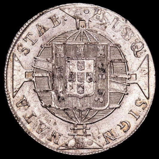 Brasil – Joannes VI. 960 Reis. (27,16 g.). Rio. 1818. KM-307.3. EBC-. Acuñada sobre un 8 reales de Carlos IIII