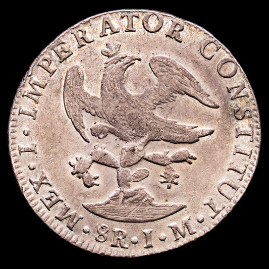 México – Agustin Iturbide. 8 Reales. (26,98 g.). México. 1823. Ensayador J·M. KM-310. MBC+. Escasa. (Leves oxidaciones limpiadas)
