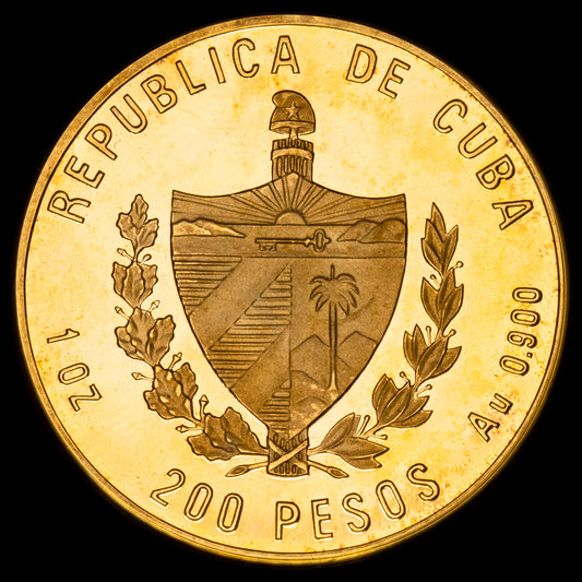 República de Cuba. 200 Pesos. (1 onz g.). 1993. ANIMALES PREHISTORICOS
