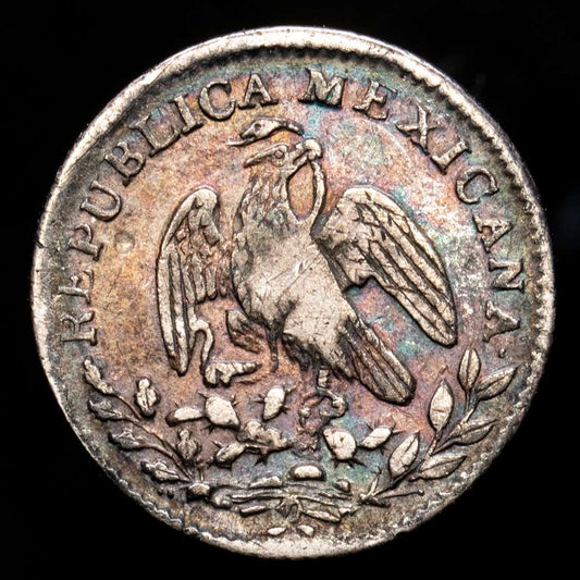 México. 1/2 Real. (1,67 g.). Guanajuato. 1844. P·M. KM-370,7. MBC. Bello color