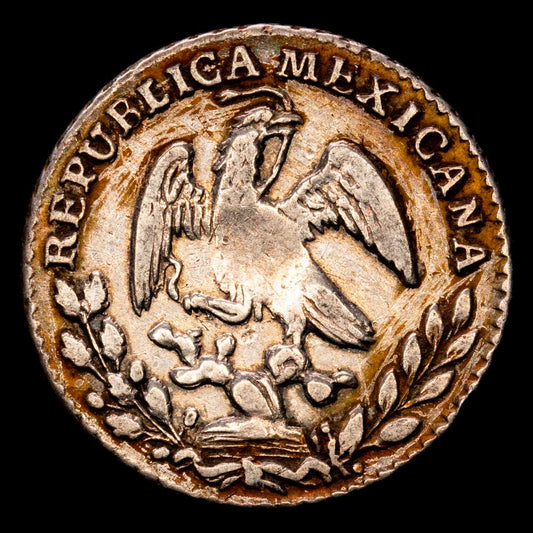 República de México. 1 Real. (3.34 g.). México. 1859. Ensayadores F·H. KM-372,8. MBC+. Bello color