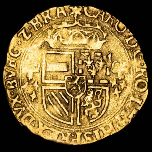 Paises Bajos – Carlos V. Couronne D’or. (3,46 g.). Amberes. 1550. DE MEY – 154. MBC+. Escasa.