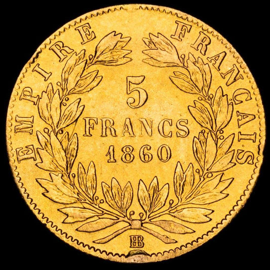 Francia. Napoleón III. 5 Francs (1,51 g.). París A. 1856. KM-787.1. MBC+.