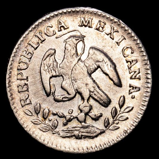 México. 1/2 Real. (1,63 g.). Guanajuato. 1867. Y·F. KM-370,7. MBC+.