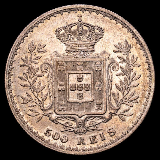 Portugal – Carlos I. 500 Reis. (12,65 g.). 1892/1. KM-535. EBC-. Escasa!