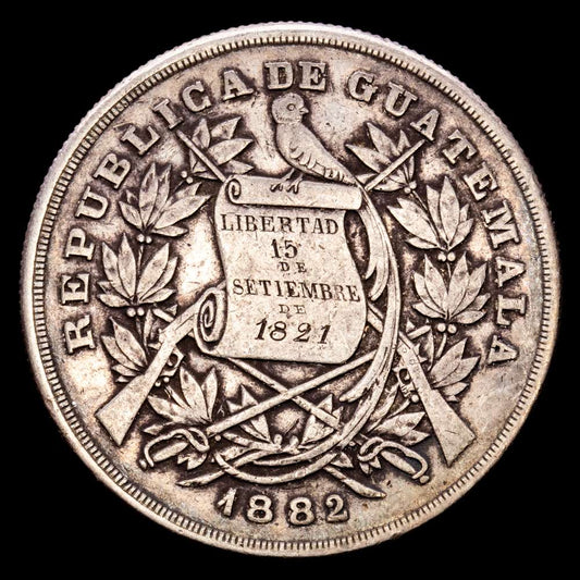 Guatemala. 1 Peso. (24,95 g.). 1882. KM-208. MBC+.