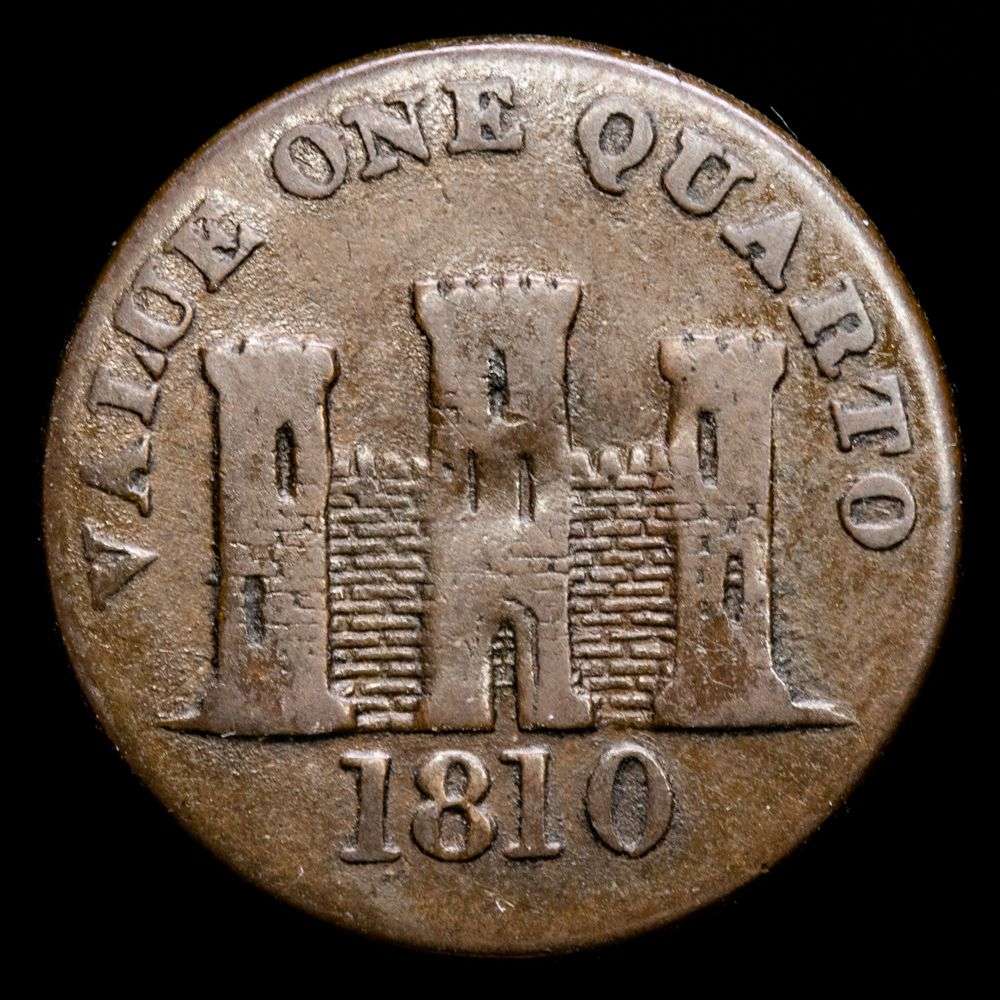 Gibraltar – George III. Quarto (3,16 g.). 1810. KM-TM-3.1. VF.