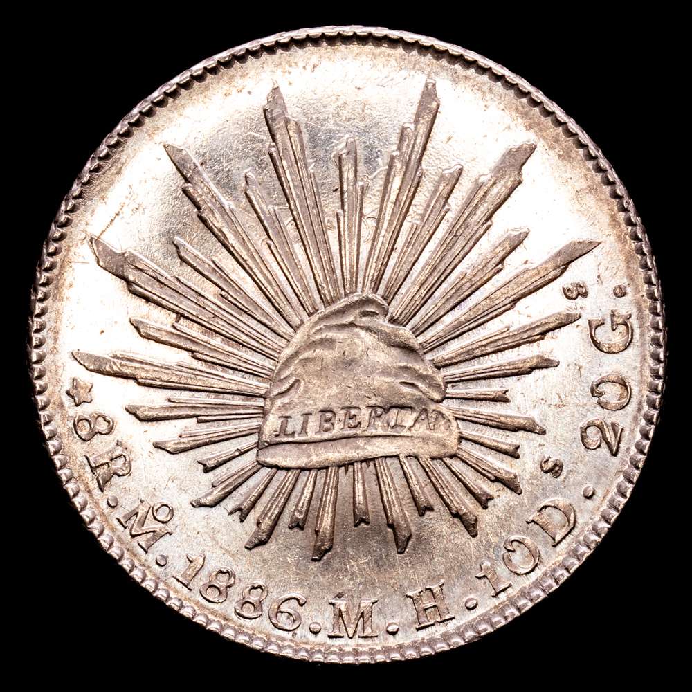 República de México. (27,02 g.). Ciudad de México. 1886. M·H. KM-377.10. Brillo original. EBC+
