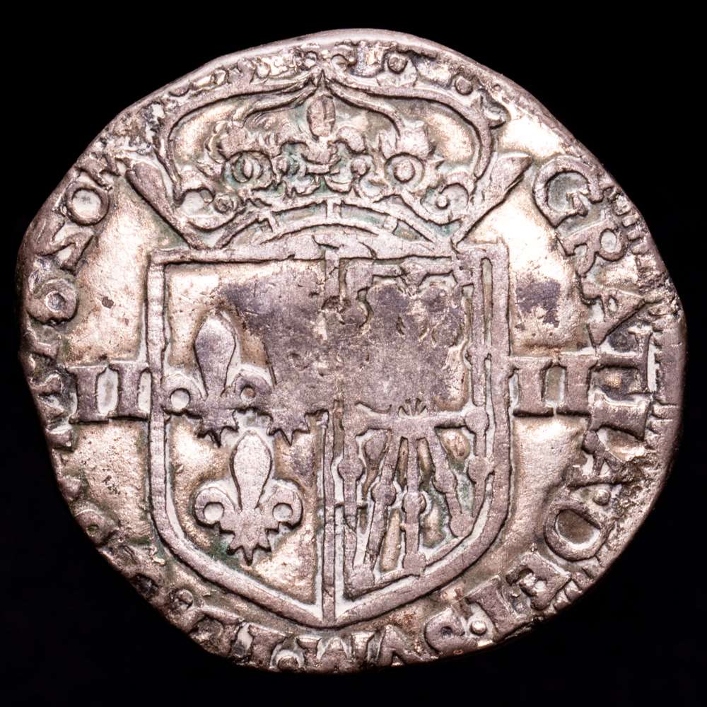 Luis XIII. 1/4 Ecu. (7,68 g.). Navarra. 1620. Ensayador M. MBC.