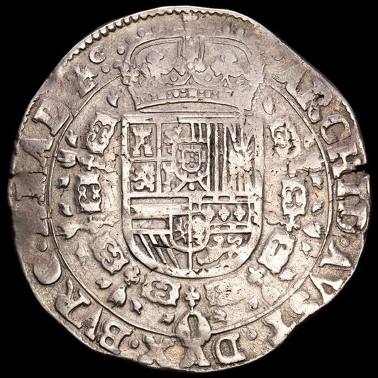 Paises Bajos Españoles – Felipe IV. Patagon. (28,05g.). Bruselas. 1651. VTJ-1020. MBC+. Escudo portugués.