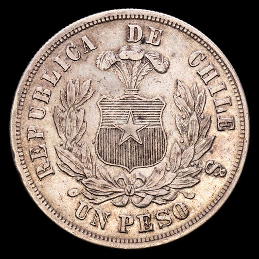 República de Chile. 1 Peso. (24,42 g.). Santiago. 1875. KM-142.1. MBC+/EBC.