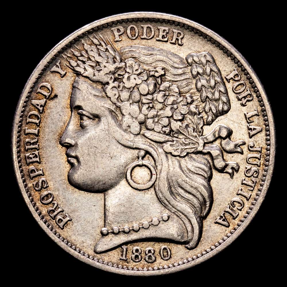 Perú. 1 Peseta. (5,06 g.). Lima. 1880. KM-200. XF.
