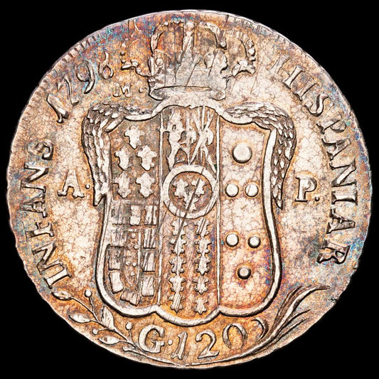 Italia – Ferdinan IV. 120 Gana. (27,53g.). Napoles. 1798. KM-215. XF. Rara en esta conservación.