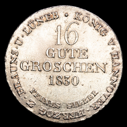 Alemania – Wilhelm IV. 16 Gute Groschen. (11,7g.). Hanover. 1830. KM-145.1. VF+.