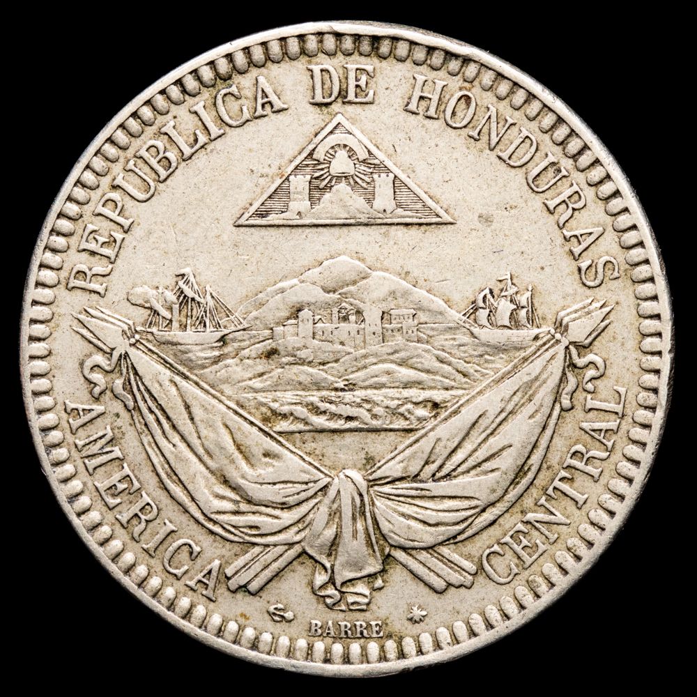 Honduras – 1 Real (12,81 g.). 1870. KM-33. VF. Rara.