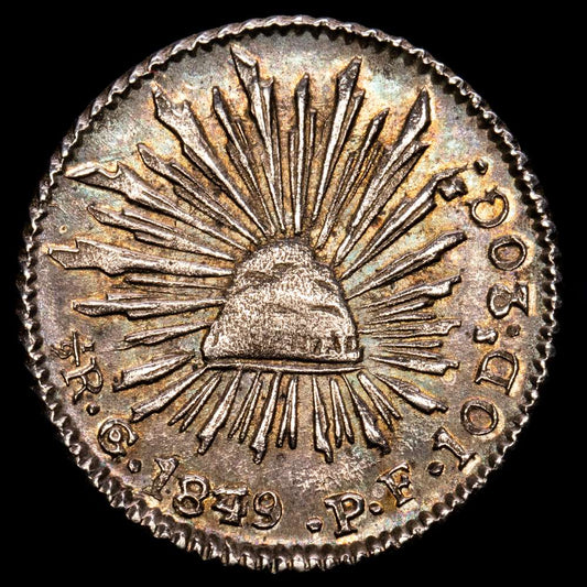 México. 1/2 Real. (1,71 g.). Guanajuato. 1849. P·F. KM-370,7. EBC+. Bella pátina