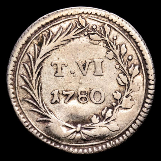 Malta – Emmanuel Pinto. 6 Tari. (5,66 g.). Malta. 1780. KM-303.1. MBC+.