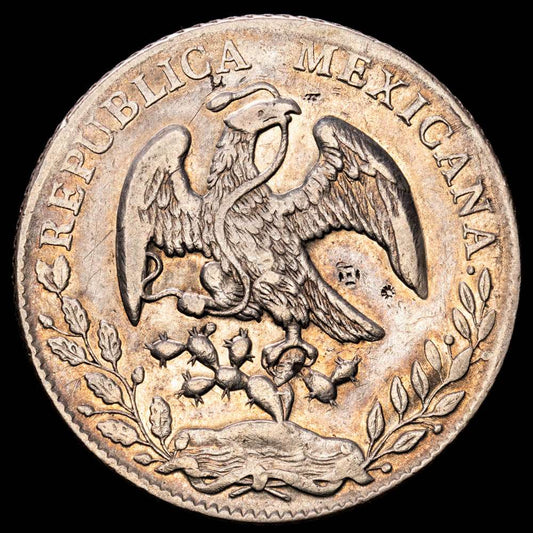 República de México. 8 Reales. (26,82 g.). México. 1878. Ensayador M·H. KM-377.10. MBC+. Resellos chinos.