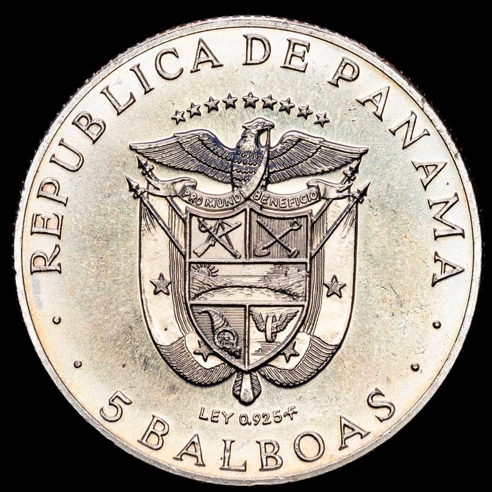 República de Panamá. 5 Balboas. ( g.). Panama. 1970. KM-28. UNC.