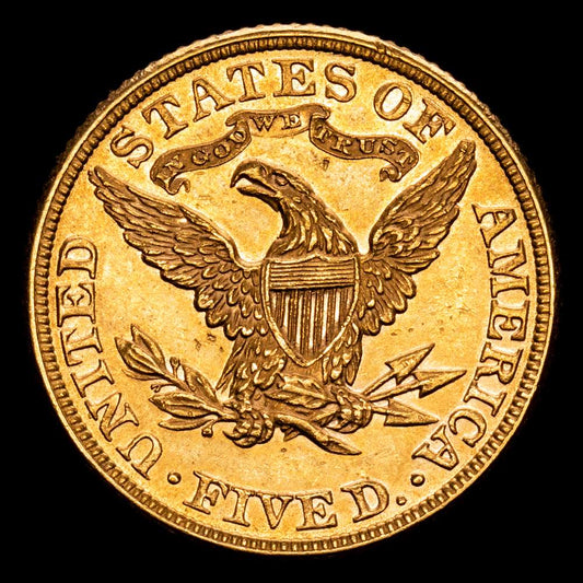 Estados Unidos – Head of Liberty. 5 Dollars. (8,35 g.). Philadelphia. 1881. KM-101. UNC-. Gran parte del brillo original