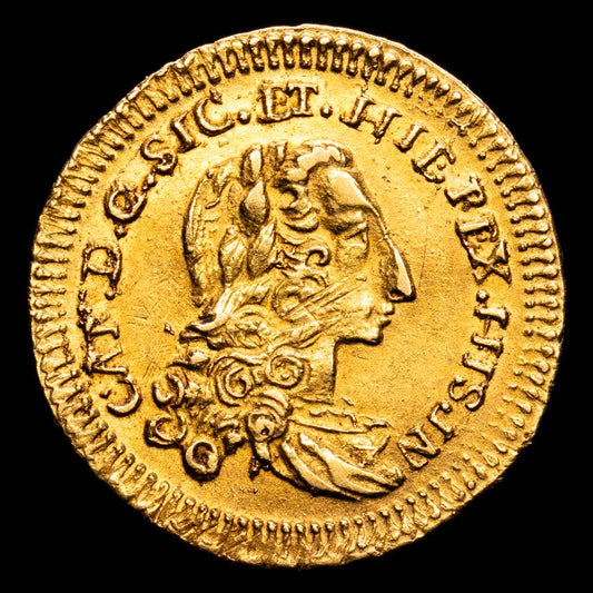 Carlo III di Borbone. 3 Ducados (Oncia). 1736. PALERMO. SICILIA. 4,42 grs. AU. Bello color. BONITA PIEZA. C-14a;Vti-71 . EBC+.