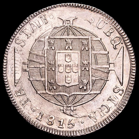 Brasil. 960 Reis. (26,88 g.). Rio. 1819. KM-326.1. EBC. Acuñada sobre un 8 Reales 1815 Santiago de Chile R