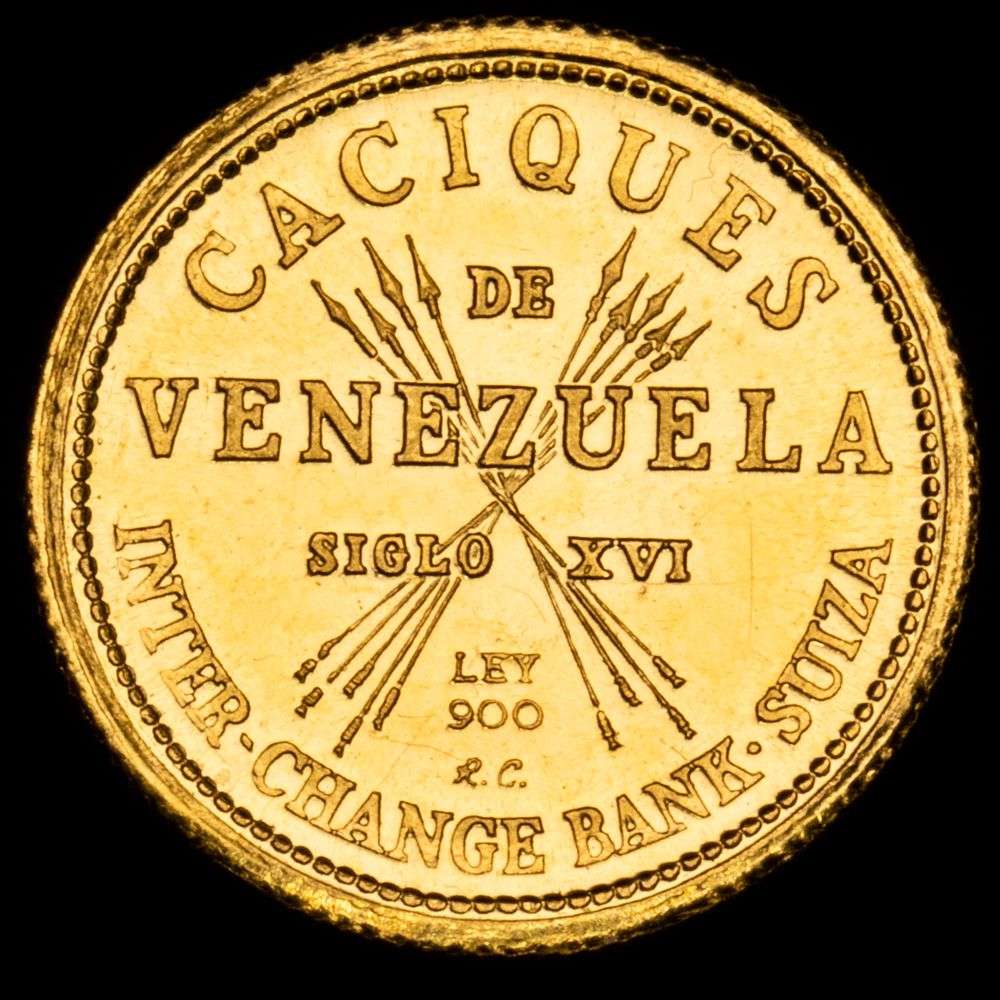 Venezuela. Cacique. (1,48 g.). Guaicaipuro. 1960. Oro (.900). UNC. Brillo original.