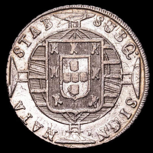 Brasil – Joannes VI. 960 Reis. (26,63 g.). Bahia. 1820. KM-307.3. EBC+. Acuñada sobre un 8 Reales de Carlos III-177(3?).