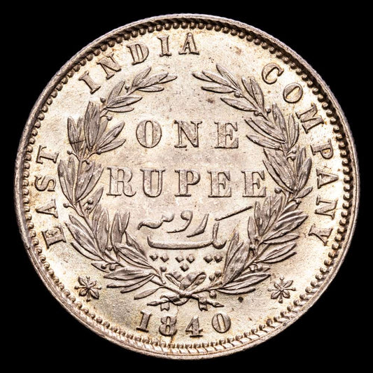 India Británica – Victoria. Rupee. (11,6 g.). 1840. KM-458. UNC-. Brillo original.
