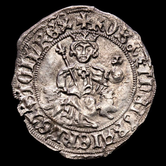 Nápoles y Sicilia. Robert d’Anjou Gigliato ND (1309-1343) , MIR-28, PdA-3977. 3,93 gramos. EBC .