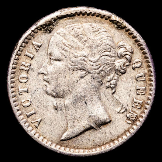 India Británica. 1/4 Rupia. (2,915 g.). 1840. KM-454,2. VF. Restos de montaje