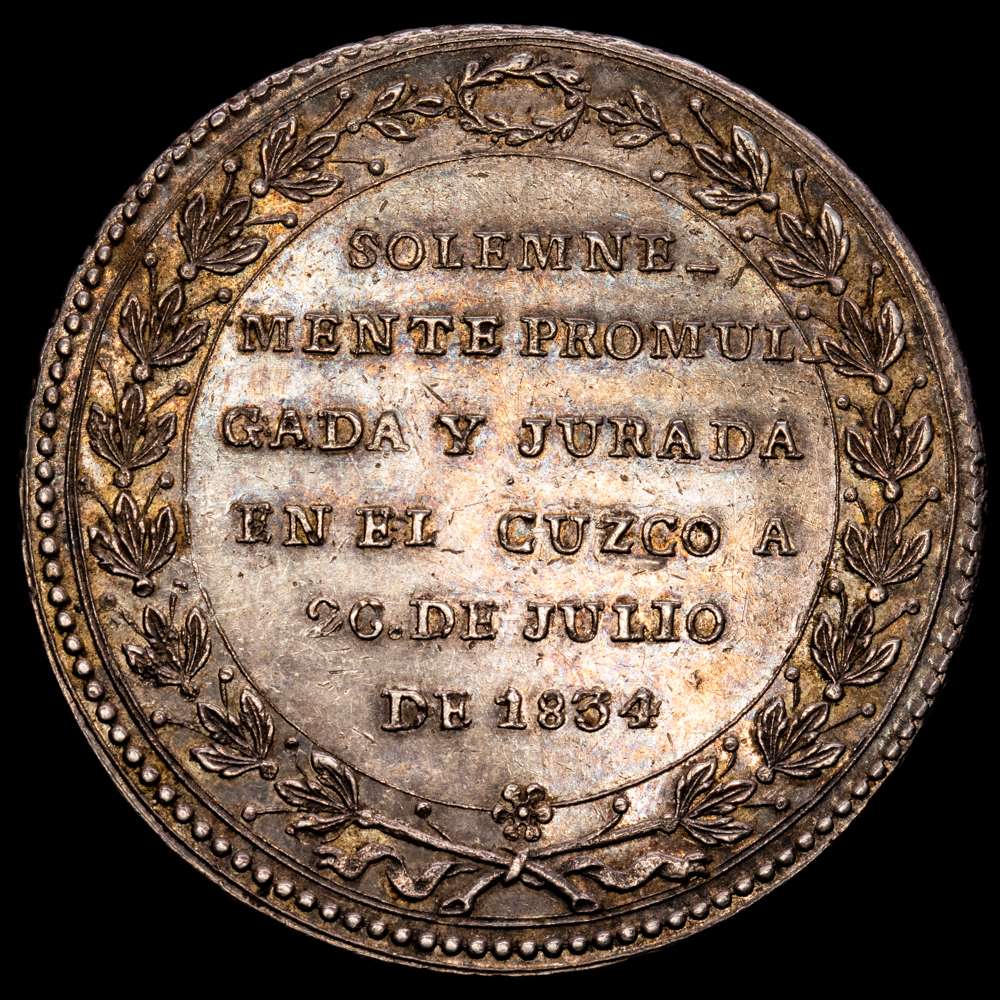 Perú. Medalla de proclamación. (25,51 g.). 1834. UNC-. Hermoso tono iridiscente.