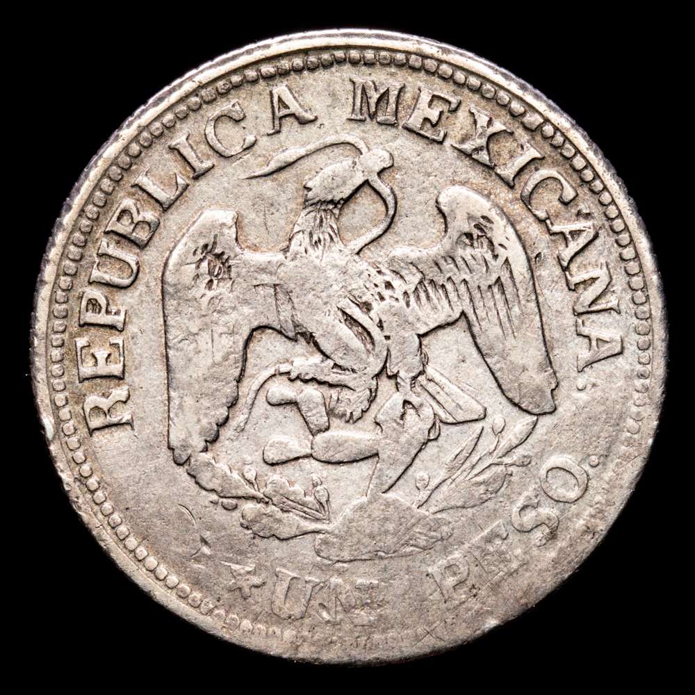 México . Estado de Guerrero Emiliano Zapata 1 Peso 1914 GRO Plata 12,68g KM# 641. MBC