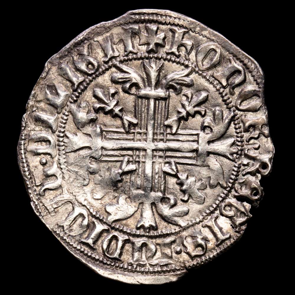 Nápoles y Sicilia. Robert d’Anjou Gigliato ND (1309-1343) , MIR-28, PdA-3977. 3,93 gramos. EBC .