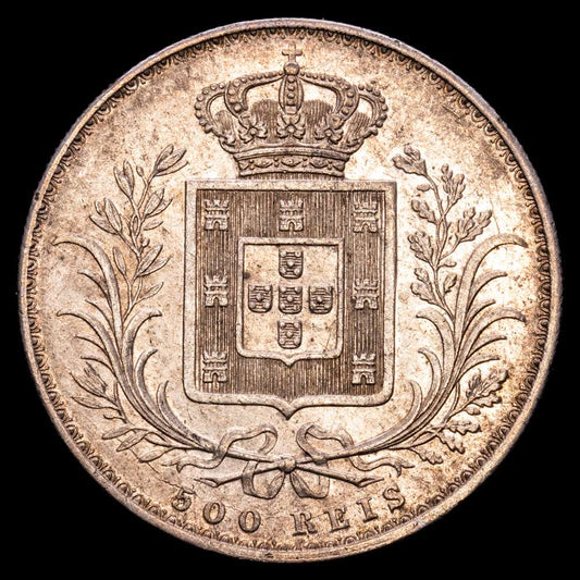 Portugal – Luis I. 500 Reis. (12,36 g.). 1889. GOMES-12.22. EBC-. Restos de brillo original.