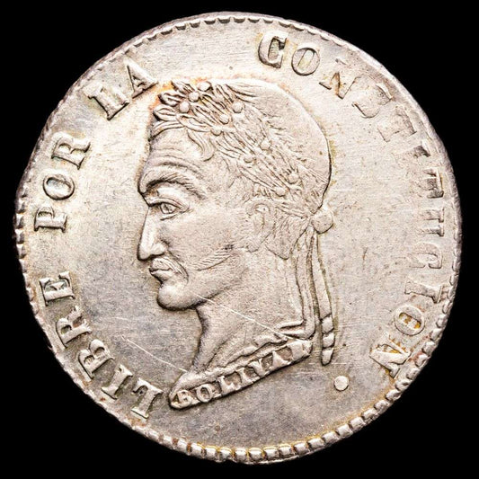 República de Bolivia. 4 Soles. (13,56g.). Potosí. 1855. Ensayador F. KM-125. XF.
