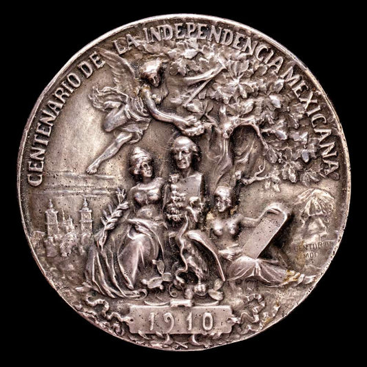 Medalla de plata de la Independencia de México, Estados Unidos, 1910, extrafina, Grove-380a. 50 mm. 69,47 g. Muy bien conservado.