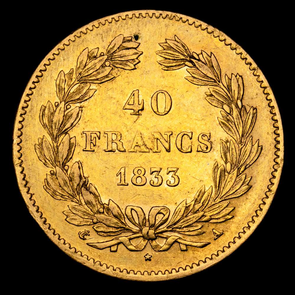 Francia – Louis Philippe I. 40 Francs. (12,85 g.). París. 1833. A. GAD-1106. EBC-.