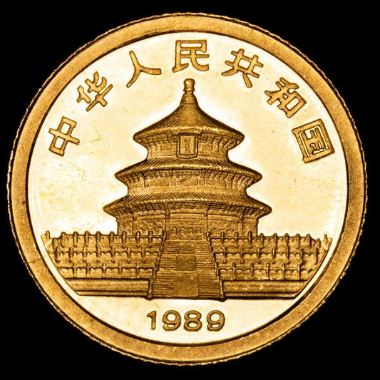 China. 5 Yuanes (1,57 g.). 1989. Prueba. UNC.