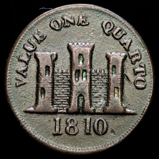 Gibraltar. 1 Quarto. (3,4g.). 1810. KM-TM.3.1. MBC.