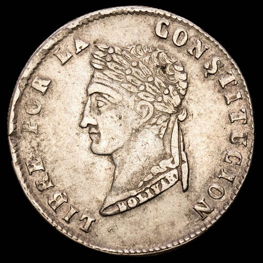 Bolivia. 4 Soles. (13,43 g.). Potosí. 1854. Ensayador M·F. KM-123.2. VF+.